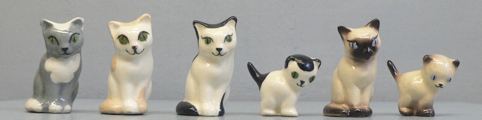 Hagen Renaker Miniature Cat and Kitten Fat White Persian Ceramic Figurine Set 